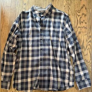 Men's Blue and White Checkered Shirt